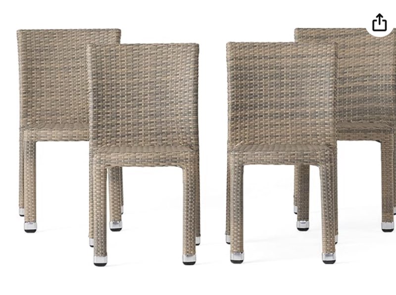 Christopher Knight Home Dover Outdoor Wicker Armless Stacking Chairs with Aluminum Frame, 4-Pcs Set, Chateau Grey