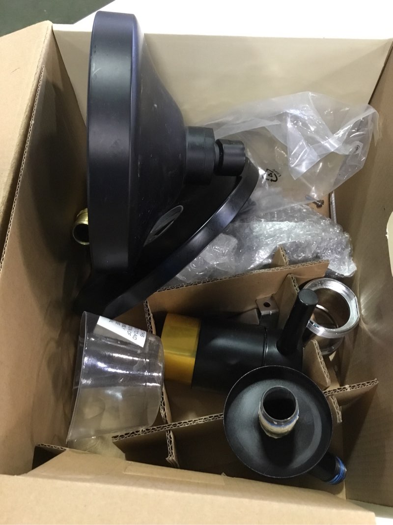 Condition photo showing As Is for  Allen Roth  Dual Control tub & shower faucet set matte black finish