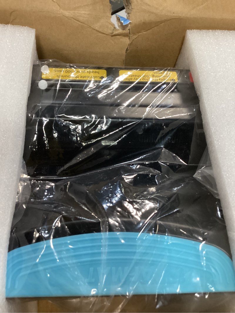 Condition photo showing New/Like New for afmat 3 hole punch heavy duty, 9/32" holes, 50-sheet hole puncher 3 ring, 50% reduced effort, adjustable two & three hole punch, metal paper puncher w/large chip tray, metal paper guide, black, hp18