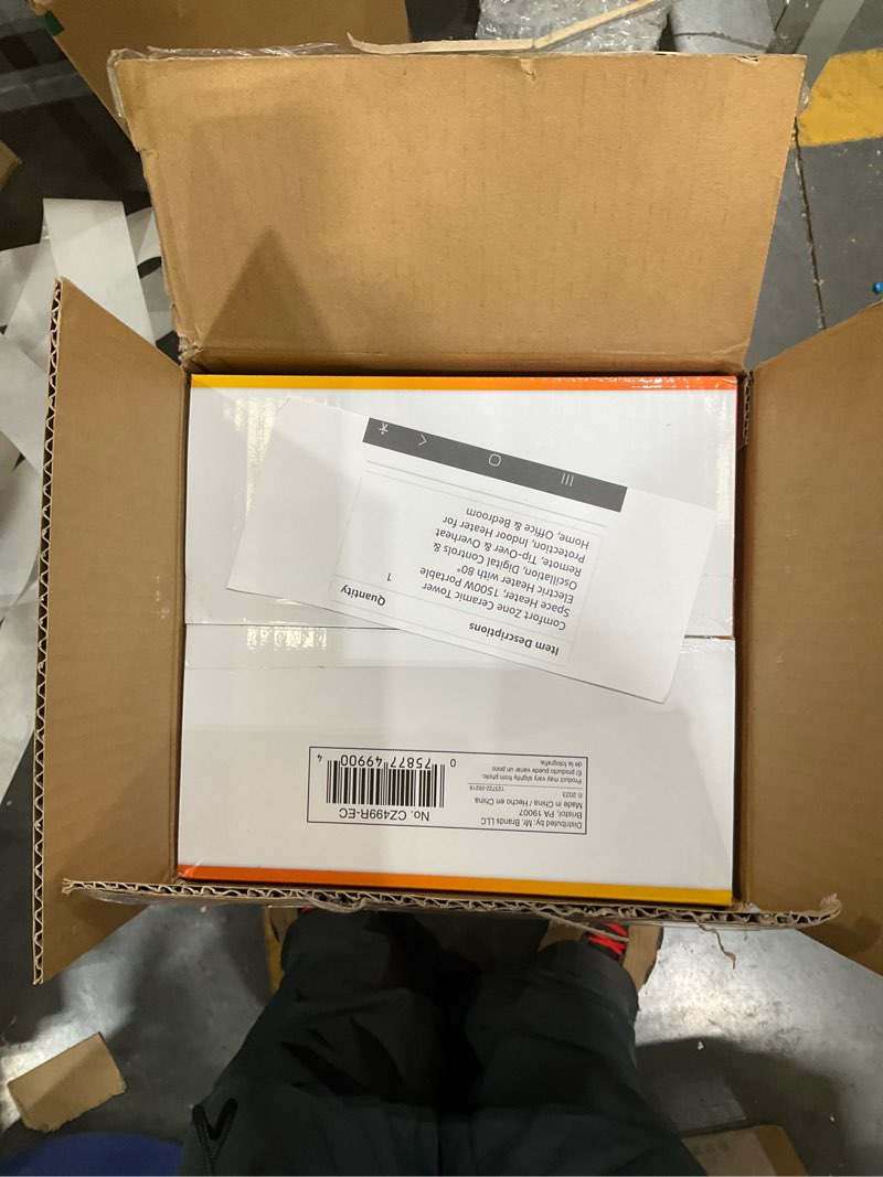 Condition photo showing New/Like New for Comfort Zone 1500W Oscillating Ceramic Tower Space Heater – Portable Electric Heater, Digital Display, Remote Control, 80° Oscillation & 12H Timer – Tip-Over & Overheat Protection for Home & Bedroom