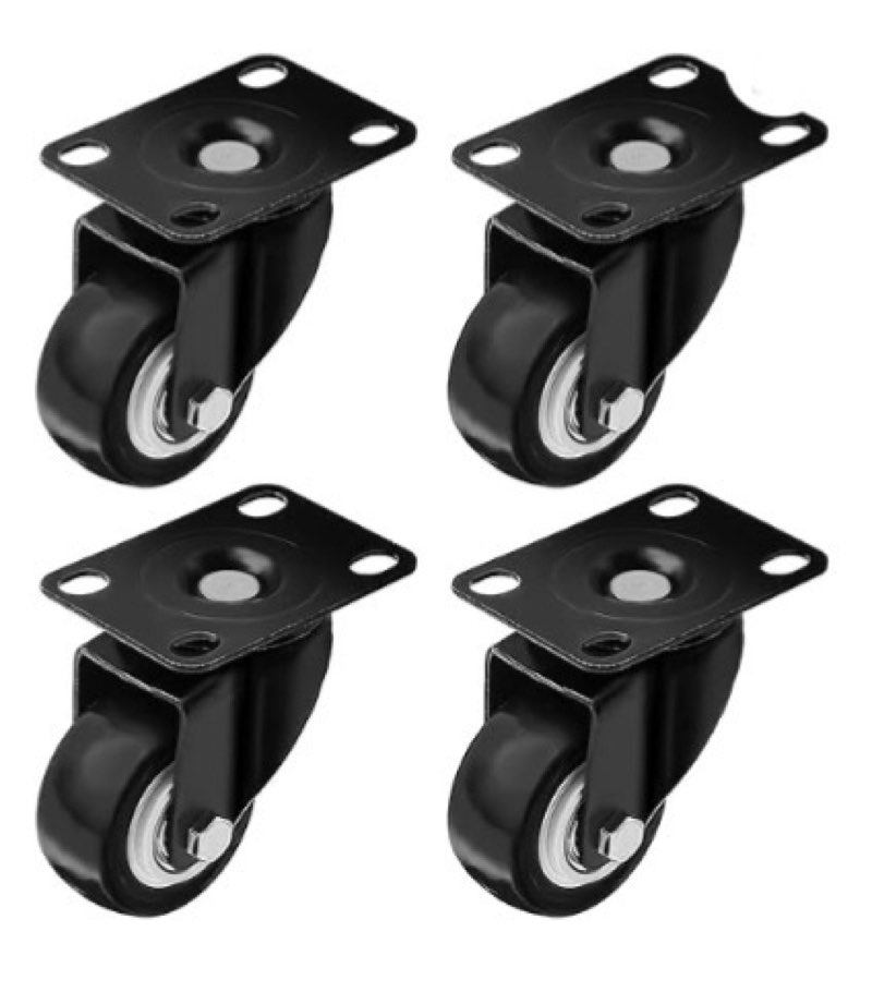 Swivel Caster Wheels Rubber Base with Top Plate & Bearing Heavy Duty with Pack of 4 Black by Online Best Service (2" NO Brake)