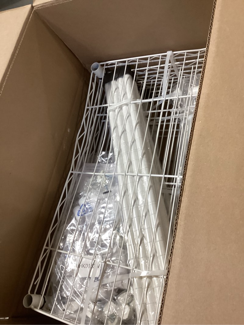 Condition photo showing As Is for Ulif E1 Heavy Duty Closet Garment Rack, 6 Tiers Adjustable Metal Freestanding Expandable Clothing Storage with 4 Hanger Rods, Easy to Assemble Wardrobe, 71.4" H x (70" - 88.2") L x 14" D, White