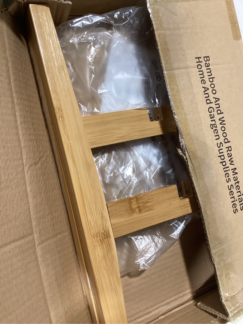 Condition photo showing Good Condition for Plant Stand Indoor, Bamboo Plant Shelf, Adjustable Corner Plants Flower Holders Single Floor Plant Stand, Fits 8 to 12 Inches Pots,(Pot & Plant Not Included)(Nature) Bevel Nature 8-12in