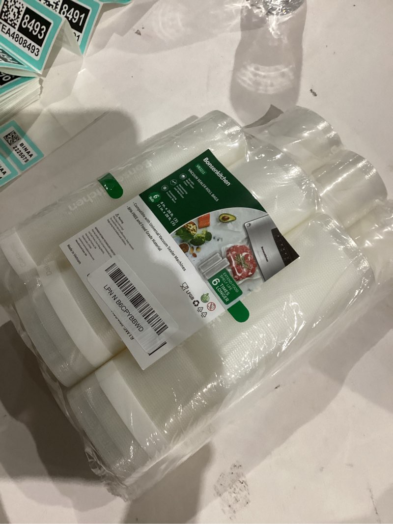Condition photo showing New/Like New for Bonsenkitchen Vacuum Sealer Rolls Bags, 6 Pack 3 Rolls 11" x 20' + 3 Rolls 8" x 20' Commercial Grade BPA Free Bag Rolls, Durable Customized Size Food Vac Bags for Storage and Sous Vide Cooking VB3211 3 Rolls 8 in*20 ft + 3 Rolls 11 in*20 ft 6
