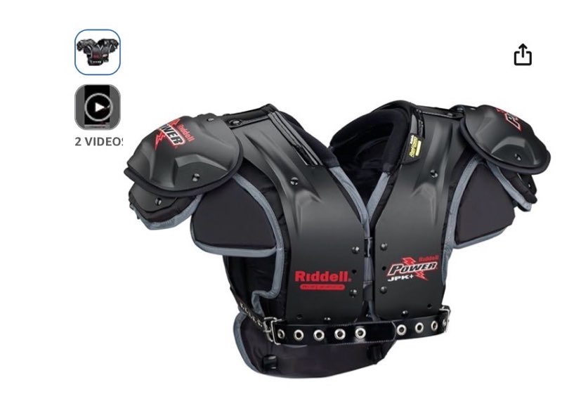 riddell jpk+ shoulder pad with back plate small