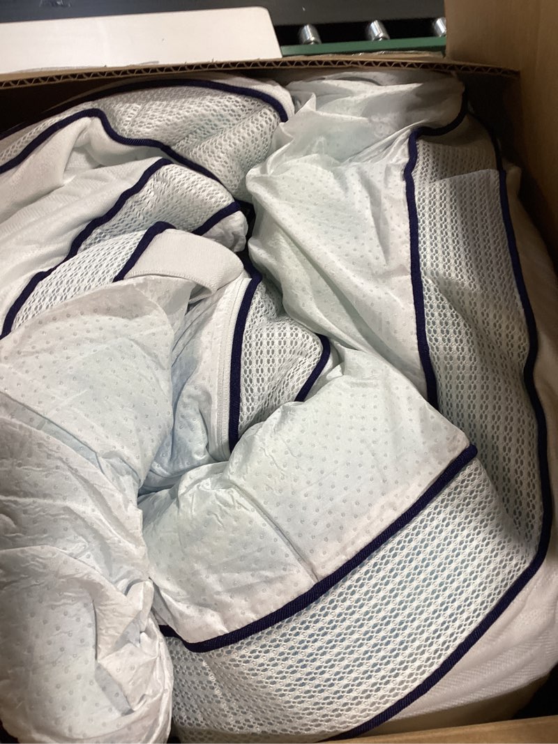 Condition photo showing As Is for 2 inch memory foam mattress topper queen size with removable soft cover ventilated breathable cooling mattress pad bed topper for back pain and pressure relief, certipur-us certified 2 inch (white cover) queen