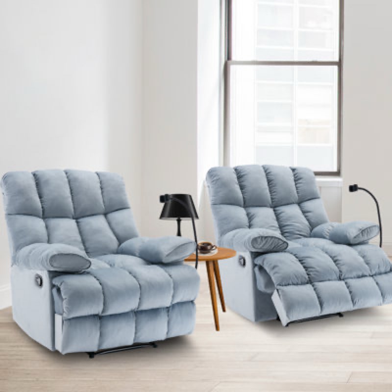 Oversized Recliner ,Manual Recliner Adults Soft Overstuffed Arms And Back,Velvet Recliner Chair,Big and Tall Recliners for Adults 400lbs for Living Room, Bedroom