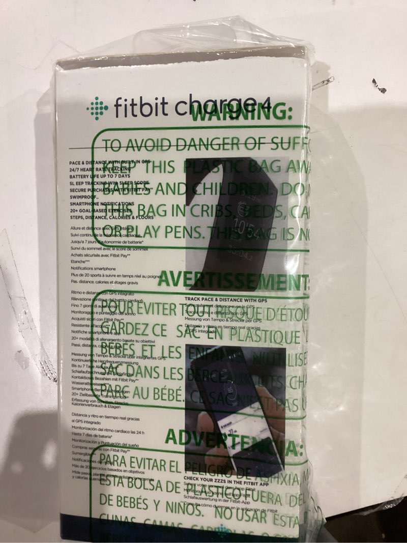 Condition photo showing New/Like New for Fitbit Charge 4 Black Advanced Fitness Tracker