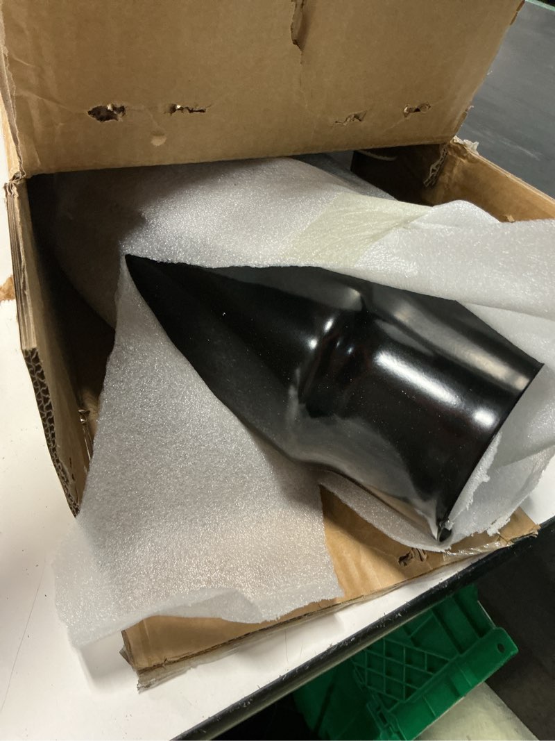 Condition photo showing Good Condition for 5 inch black diesel exhaust, exhaust pipe tip elbow. 5'' inlet 6'' outlet 23'' long chrome exhaust tips black 5in to 6in black