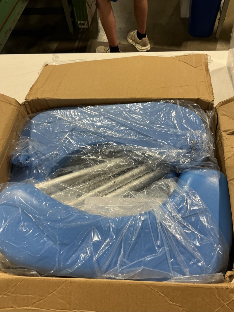 Condition photo showing Good Condition for padded toilet seat riser for seniors fsa/hsa eligible, adjustable safety frame raised toilet seat with handles, heavy duty bariatric recovery elderly assistance products, fits round & elongated light blue