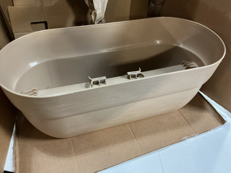 Condition photo showing Good Condition for emsco group bloomers railing planter with drainage holes – 24" weatherproof resin planter – sand sand 24.3 × 10.5 × 9.5 inches