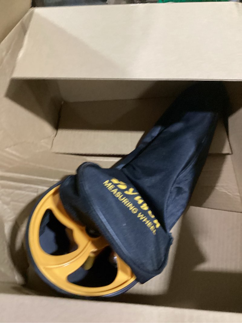 Condition photo showing As Is for rolling measuring wheel in feet, digital measuring wheel for construction, walking measuring wheel, measure wheel with tape measure and level ruler, one key to reset, 4 inch, up to 9999ft 4 inch basic set