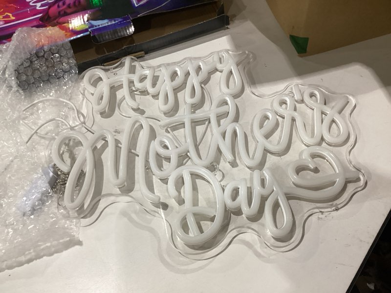 Condition photo showing Good Condition for happy mothers day neon sign mom led signs for wall decor usb powered pink mothers day decorations light up wall sign for bedroom madre party birthday home mother day decor gifts for mom, not tested