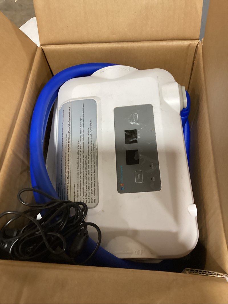 Condition photo showing Good Condition for cold therapy machine, ice machine for knee and shoulder after surgery, digital timer & quiet pump, cryotherapy machine with universal ice pad for knee, shoulder, hip, leg and hip universal pad+machine
