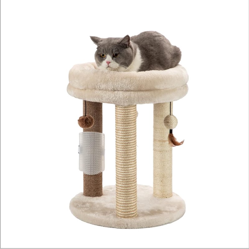 MECOOL 4In1 Small Cat Tree,Scratching Post with Tower Soft Cat Bed, Sisal Carpet