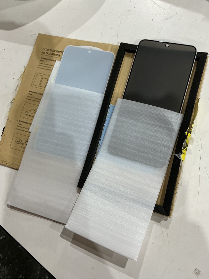 Condition photo showing As Is for 2 pack privacy screen protector for samsung galaxy s23 [anti-spy tempered glass] [fingerprint unlock support], anti-scratch, bubble-free, easy install 9h protective glass for galaxy s23