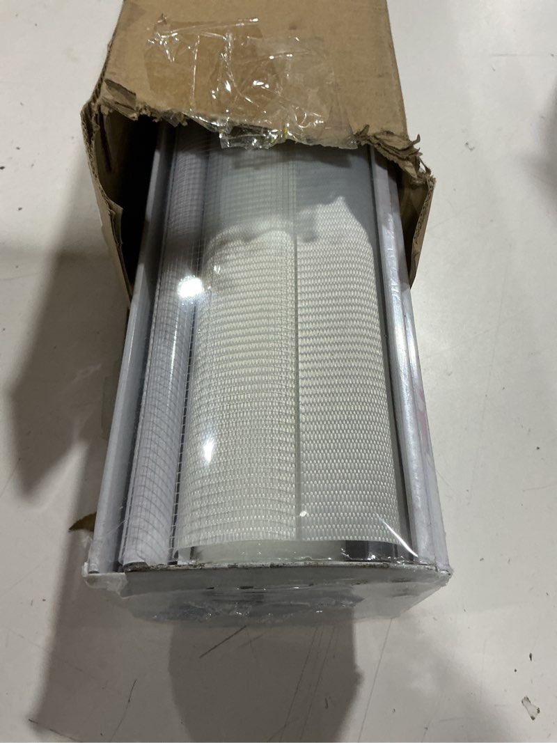 Condition photo showing Good Condition for zebra roller shades, dual layer roll up blind for living room, semi sheer shades window privacy light control for day and night, (maximum height 72inch, white color, width 27 inch) 27"w x 72"h white