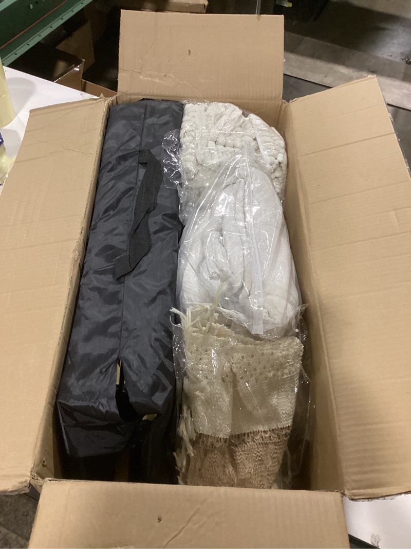 Condition photo showing Good Condition for Novabright 10 Pcs Picnic Kit Folding Picnic Table 59'' x 20.5'' Extra Large Outdoor Boho Blanket 91'' x 71'' Beige White Table Runner 6 Pillow Cover Woven Cotton Oversize Washable for Camp Wedding