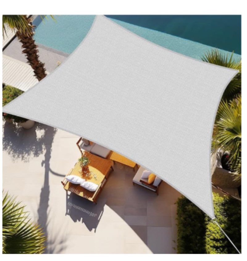 Shade&Beyond Sun Shade Sail Rectangle Canopy Sail Shade Sand Sun Shades for Patios 20' x 20' 2 0' x 2 0' Sand Grey