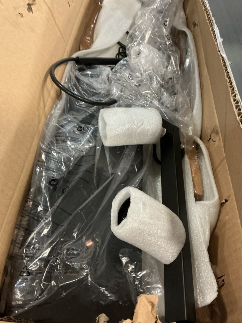 Condition photo showing Good Condition for Rustic Kitchen Light Fixtures, Farmhouse Chandelier with Detachable Plug in Cord for Dining Room, Pool Table, Wood Linear Rectangular Pendant Light Fixtures Ceiling Hanging Black 5 light