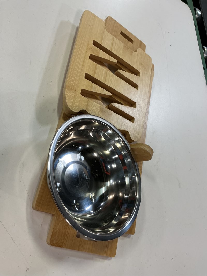 Condition photo showing Good Condition for zertylre elevated dog bowls, adjustable to 6 heights stainless steel dog dish bowls, removable raised stand no spill pet food water feeding bowls for small medium dogs cats, home & outdoor use