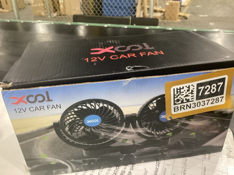 Condition photo showing Good Condition for xool electric car fans for rear seat passenger portable fans headrest 360 degree rotatable backseat car fan 12v cooling air fan with stepless speed regulation for vehicles, suv, rv cigarette dual fan - back