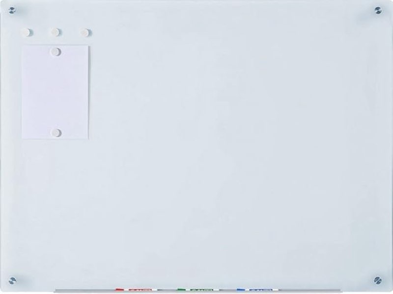 Audio-Visual Direct Magnetic White Glass Dry-Erase Board Set - 4' x 3' - Includes Magnets, Hardware & Marker Tray