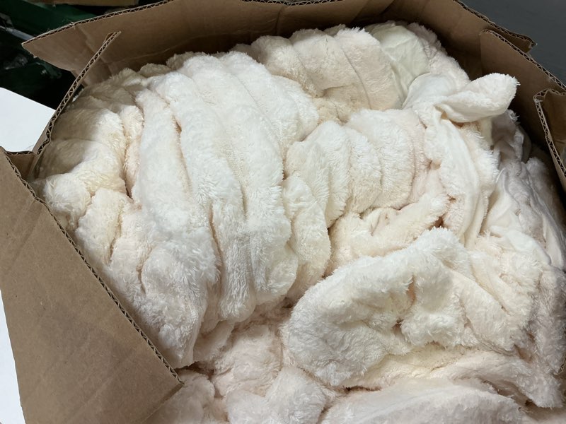 Condition photo showing As Is for BEDELITE Fleece Oversized Queen Comforter Set -Super Soft & Warm Fluffy Cream White Bedding, Luxury Fuzzy Heavy Bed Set for Winter with 2 Pillow Cases Cream White Oversized Queen