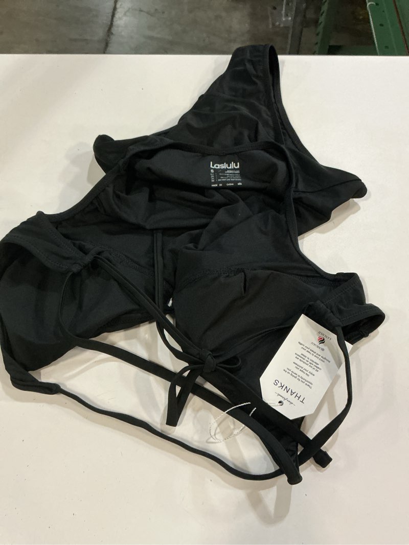 Condition photo showing New/Like New for laslulu women's sexy one piece swimsuits v neck padded bathing suit modest front cutout open back slimming swimsuit black small