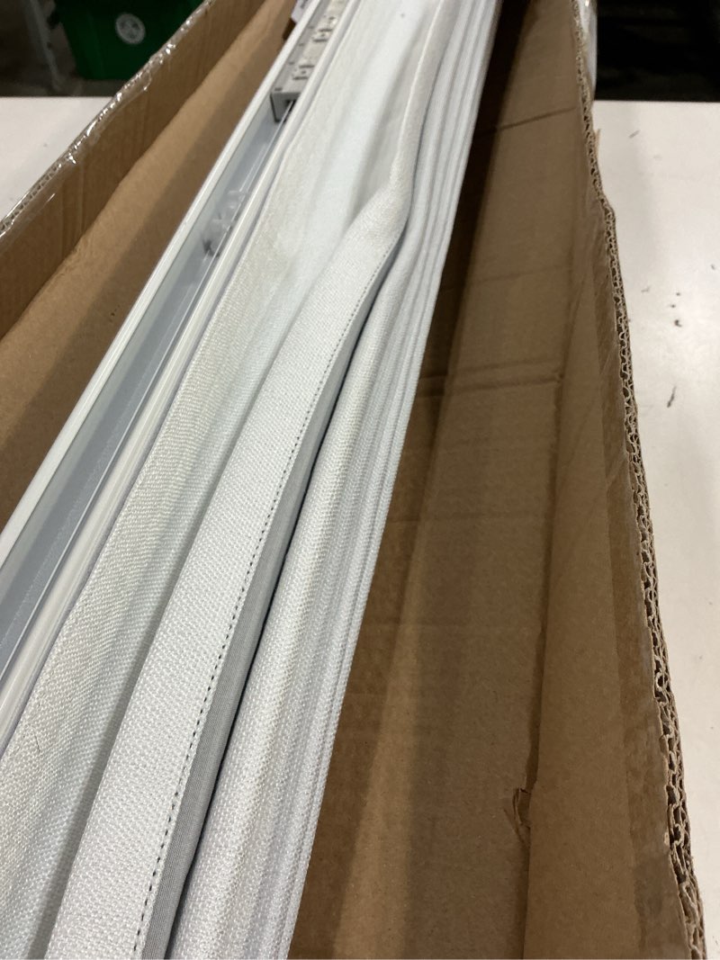 Condition photo showing As Is for chicology roman shades for windows , window treatments , roman shades , roman window shades , room darkening shades , window shades , 34"w x 64"h , belgian snow (privacy & light filtering) belgian snow (privacy & light filtering) 34"w x 64"h