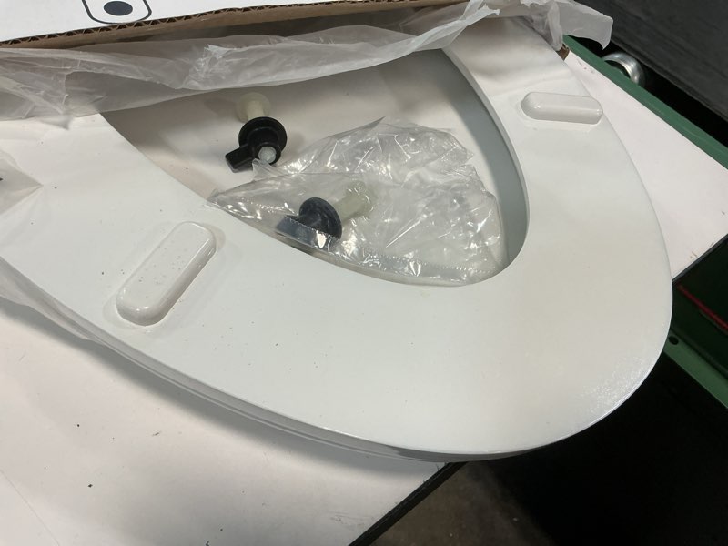 Condition photo showing Good Condition for kohler 20454-0 ridgewood elongated soft close toilet seat, quiet close, wood toilet seat, home essentials, white white toilet seat