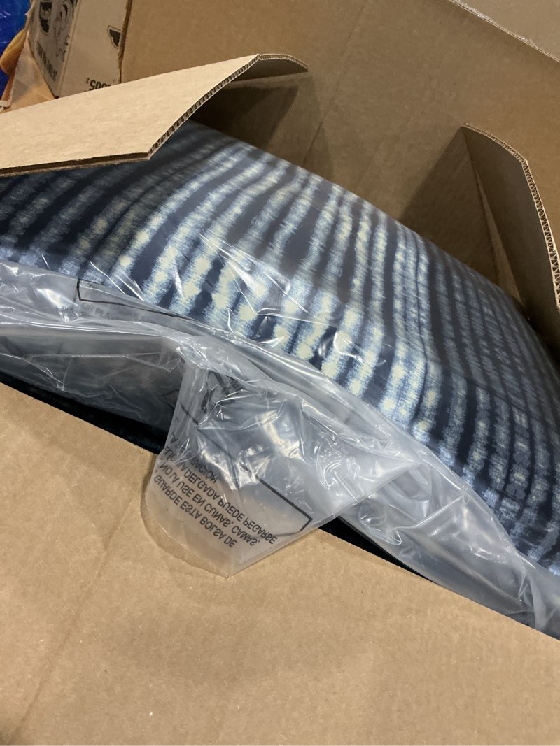 Condition photo showing New/Like New for arden outdoor foam deep seat cushion (4-pack), 22x24, premium high-density foam, never flattens, weather-proof for patio chair sofa couch, blue shibori stripe certi-pur foam blue shibori stripe 4 pack
