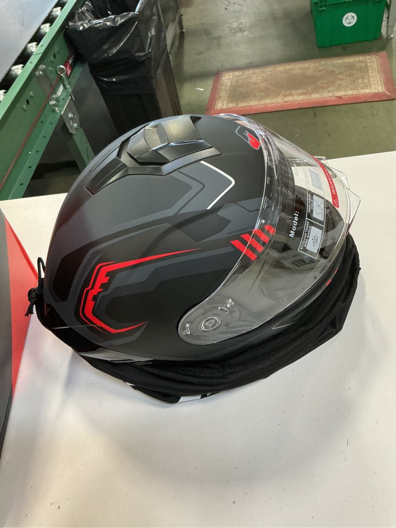 Condition photo showing Good Condition for Motorcycle Helmet,Motorcycle Dual Visor Flip up Modular Full Face Helmet JR-815,DOT Approved Motorbike Helmet with 2 Visors for Adults Men Women(M,Matte Red Evolve) Matte Red Evolve Medium