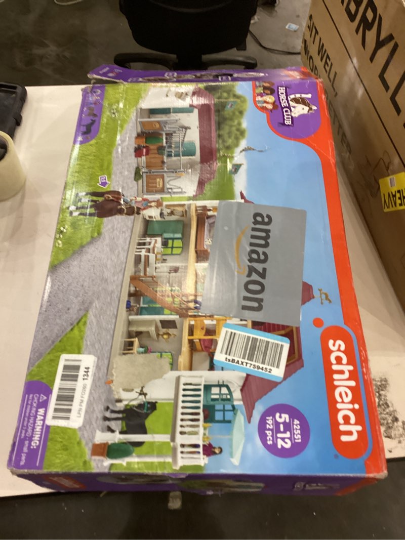 Condition photo showing As Is for Schleich Horse Club - Lakeside Country House and Stable Horse Play Set, 192 Piece Detailed Doll House and Horse Toy Accessories for Girls and Boys Ages 5+ Updated Packaging