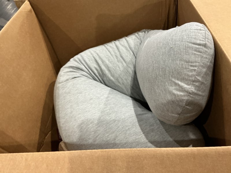 Condition photo showing As Is for momcozy portable pregnancy pillow – w shaped maternity support for side sleepers, adjustable travel wedge pillow for back, belly, and hip relief, ideal for pregnant women, deep grey gray regular