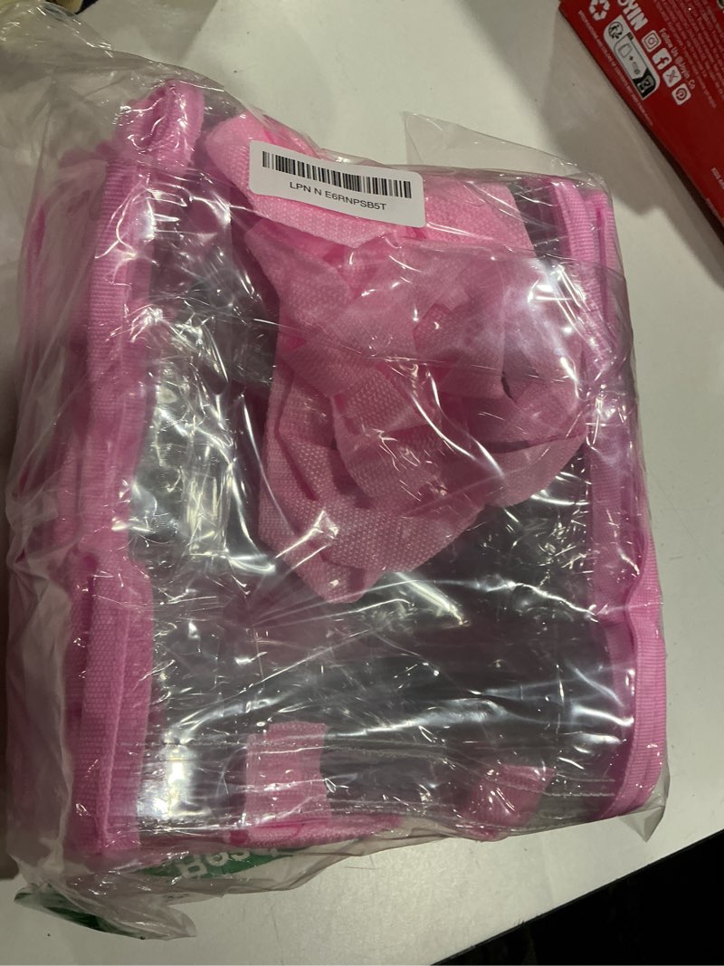 Condition photo showing Good Condition for paterr 30 pcs clear tote bag stadium approved bulk 10 x 10 x 4 inch plastic tote gifts bags with handle for women sports gym(pink)