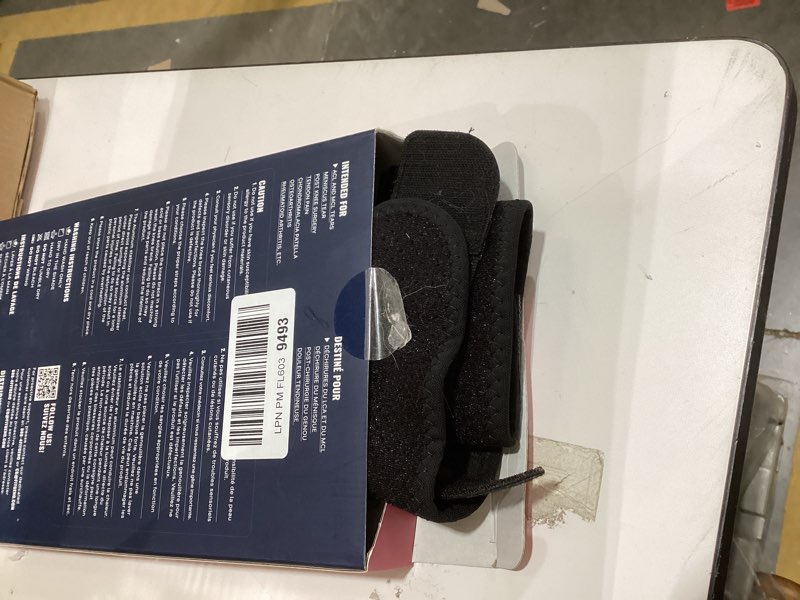 Condition photo showing As Is for Fit Geno Hinged Knee Brace for Meniscus Tear: Adjustable Knee Support for Knee Pain w/Side Stabilizers & Hinges for Injury or Surgery Recovery - Men and Women Black Regular fits S/M/L/XL