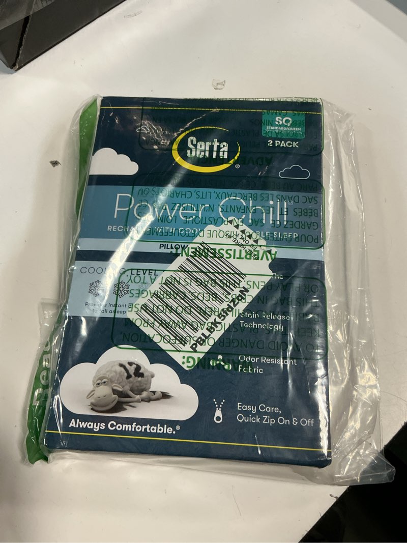 Condition photo showing New/Like New for Serta Power Chill Cooling Pillow Protectors, Stain Resistant and Zippered Pillow Protector, Protects Pillow from Dust and Dirt (2 Pack), Standard/Queen, White