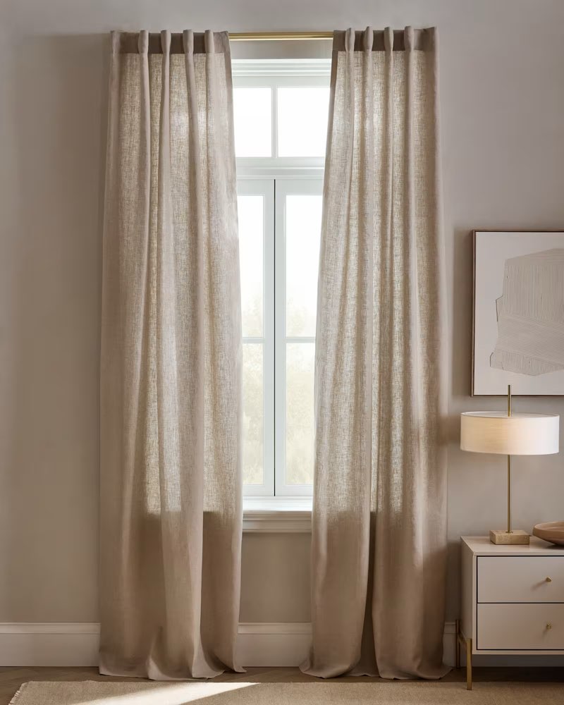 european linen curtain - single panel, 48x96, flax