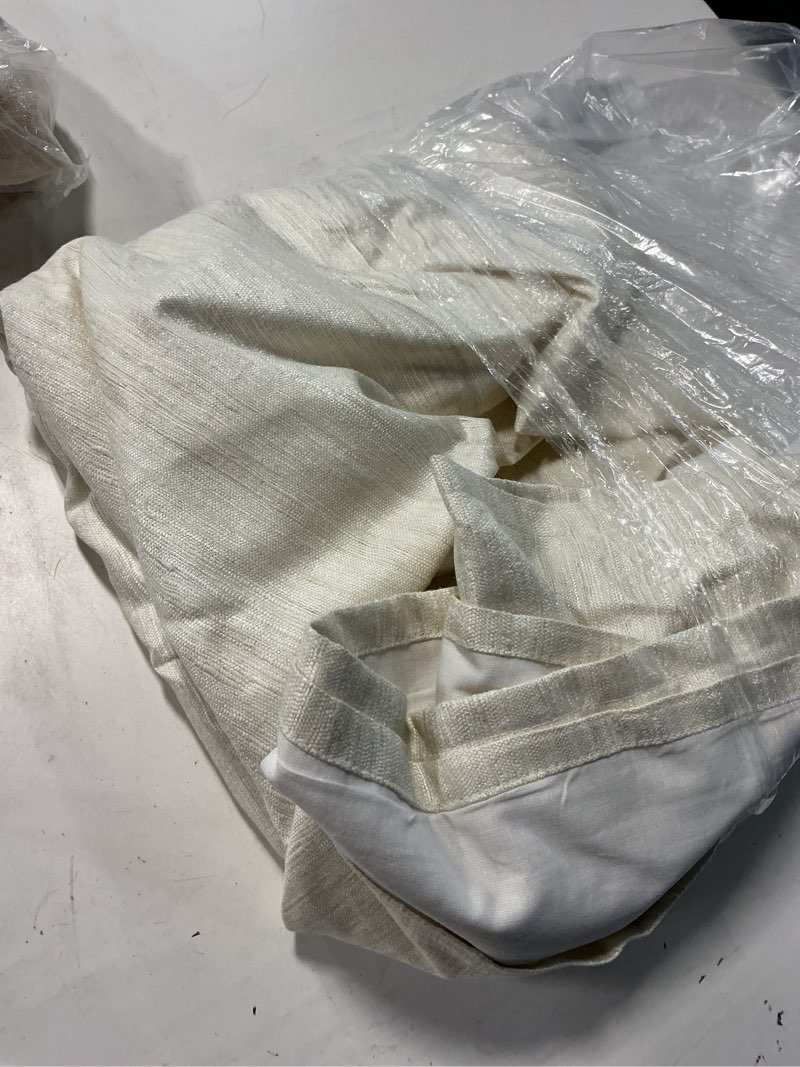 Condition photo showing Good Condition for raw silk curtain, 48x84, ivory