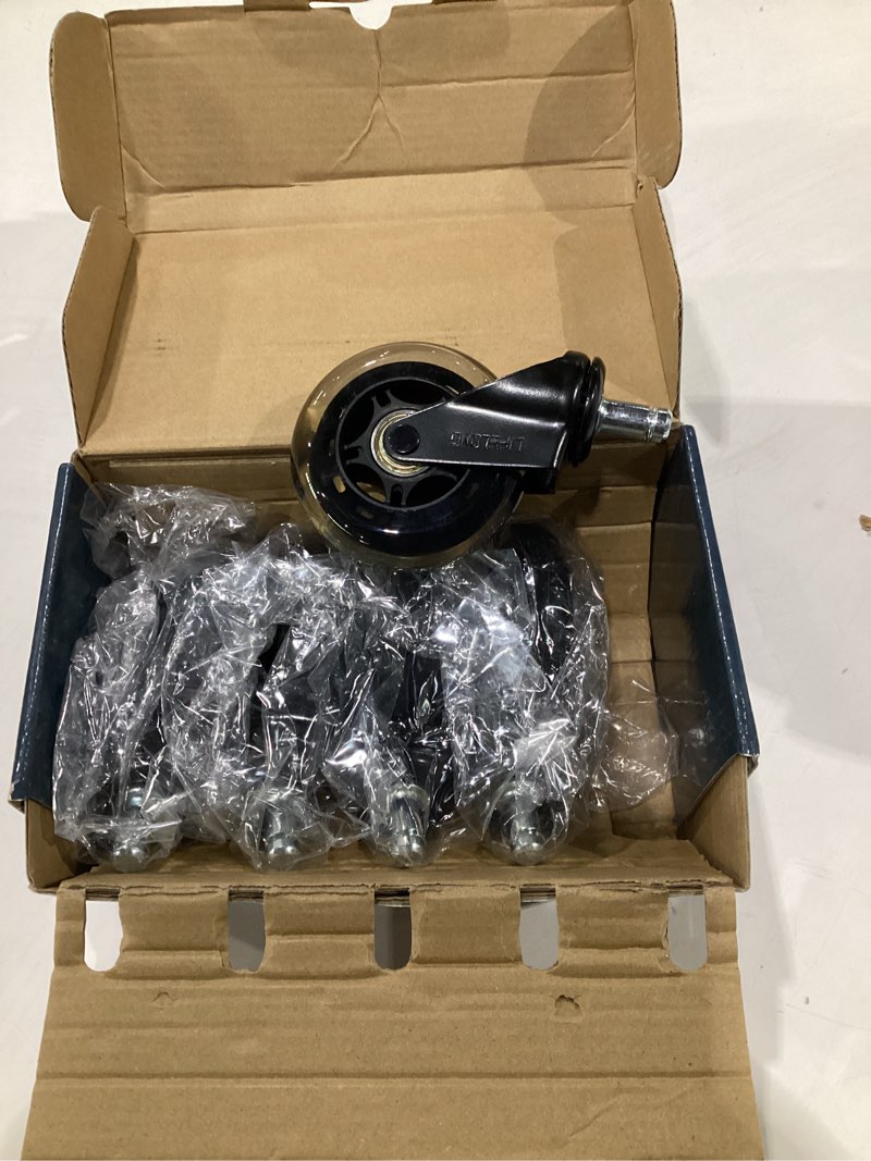 Condition photo showing Good Condition for Lifelong Office Chair Wheels Replacement Rubber Chair Casters Safe for Hardwood Floors and Carpet, Set of 5, Heavy Duty Casters for Chairs Desks to Replace Office Chair Mats - Universal Size