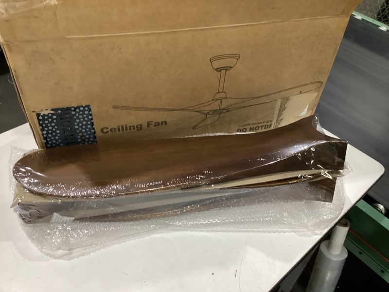 Condition photo showing New/Like New for eliora ceiling fan without light, 60 inch wood ceiling fan no light with remote wall switch, outdoor ceiling fan for patio, porch, bedroom, 6 speed, quiet dc motor, etl listed-deep walnut dark walnut 60 inch