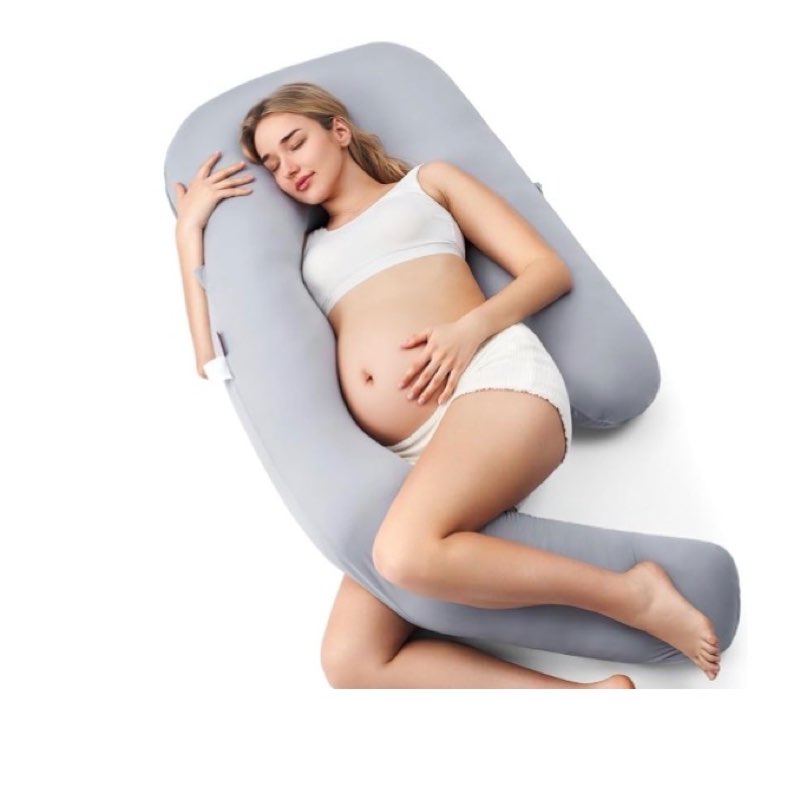 (Similar to stock photo) Momcozy Pregnancy Pillow with Cooling Cover, Dreamlign U Pro Maternity Pillow with Adjustable Leg Pillow - Support for Back, HIPS, Belly, Legs for Pregnant Women, 50-72 Inch Full Body Pillow, Grey