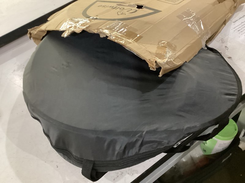 Condition photo showing As Is for wolfwise pop up shower tent for camping essentials, portable instant changing tent with ventilation window & carry bag, privacy dressing room bathroom toilet for beach & outdoor, standard, black black standard: 6'3" h, 39.4" w