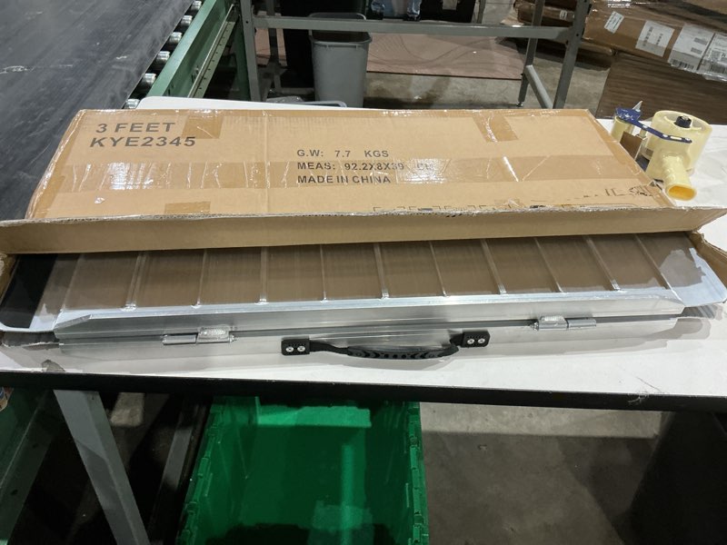 Condition photo showing Good Condition for 3 feet portable wheelchair ramp, 600 lbs capacity folding aluminum threshold ramp with anti-slip surface, mobility access handicap ramp for home steps, doorway, stairs, doorways, scooter