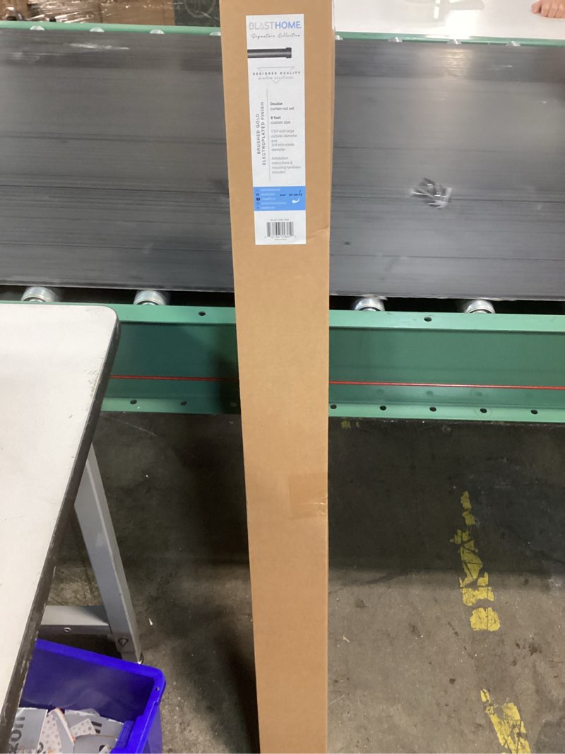 Condition photo showing New/Like New for blasthome® non-adjustable luxury double curtain rods for windows, 1 ¼” premium rod set, 8 foot custom fixed length (two rods connect on both front & back for a seamless look), brushed gold double rod brushed gold 8 foot