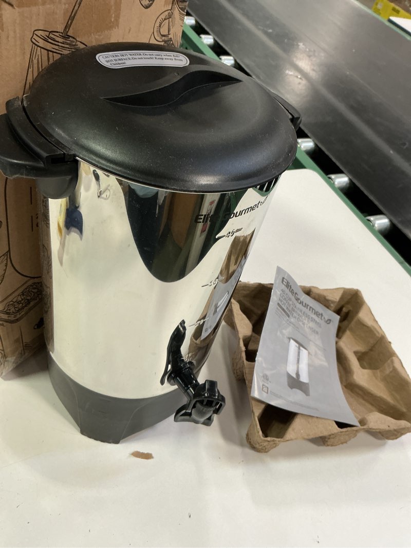 Condition photo showing Good Condition for Elite Gourmet CCM040 Stainless Steel 40 Cup Coffee Urn Removable Filter For Easy Cleanup, Two Way Dispenser with Cool-Touch Handles Electric Coffee Maker Urn, Stainless Steel