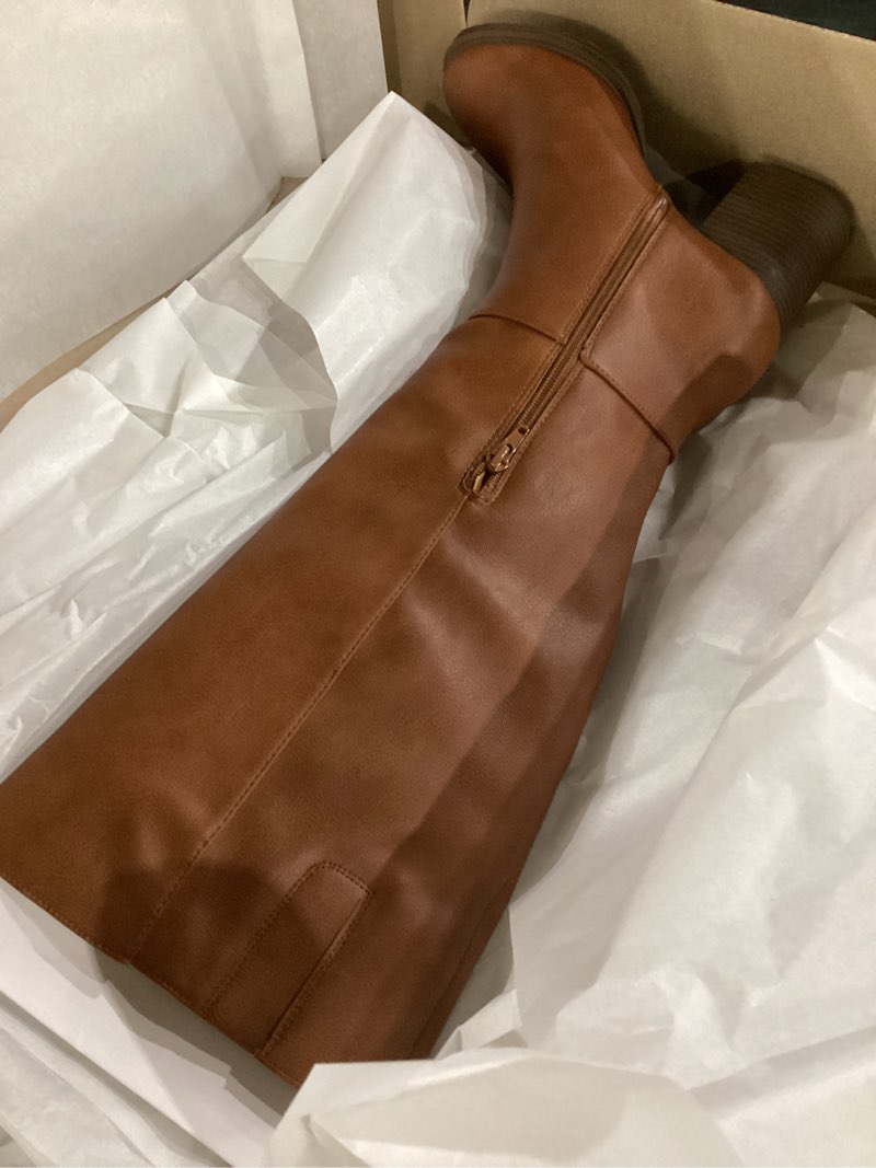 zodiac women's, riona block heel tall boot 8.5 cognac brown