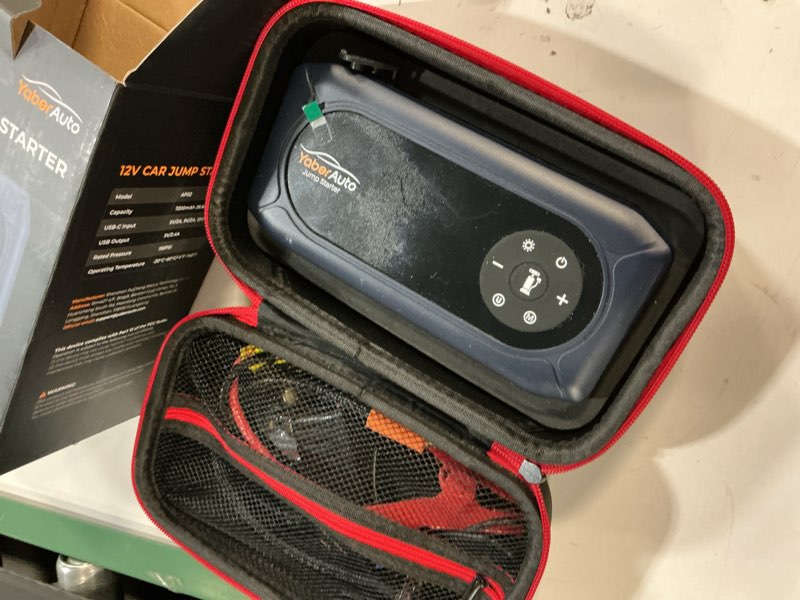 Condition photo showing Good Condition for yaberauto 9-in-1 car jump starter with air compressor 4500a 150psi, battery jumper starter portable for 9l gas/8l diesel, jump box with auto-shutoff tire inflator, safety jumper cables, gloves, lights