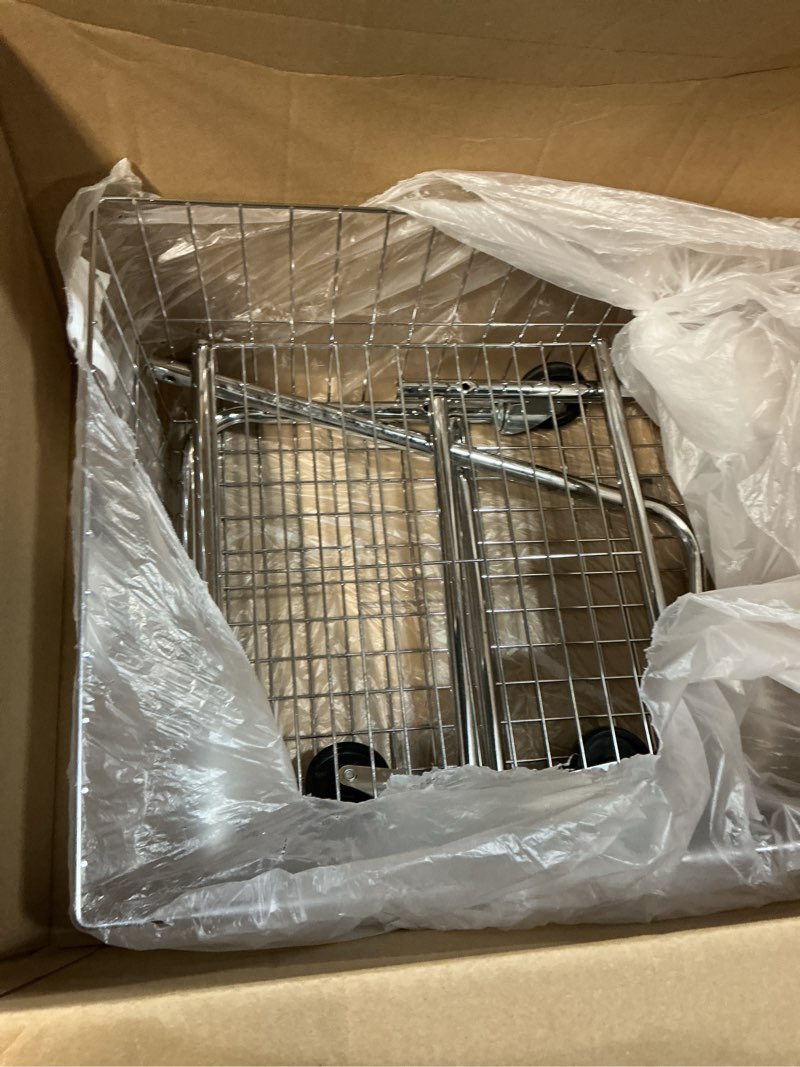 Condition photo showing Good Condition for Household Essentials 6028-1 Rolling Laundry Cart with Hanging Bar - Chrome Finish, STORAGE, Metallic